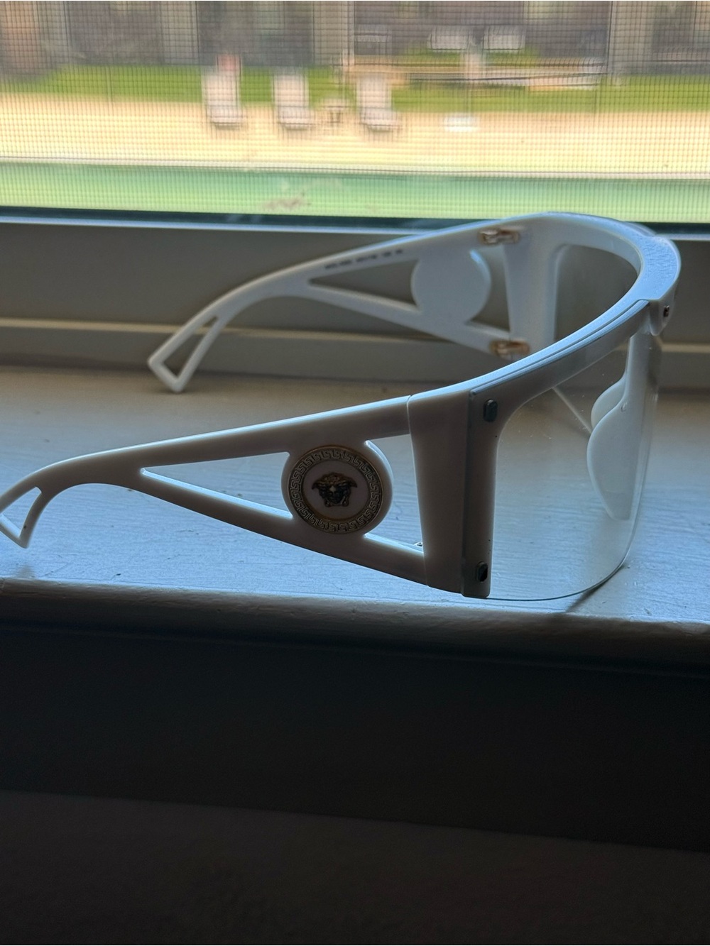 Versace White Shield Visor Sunglasses - Picture 4 of 7